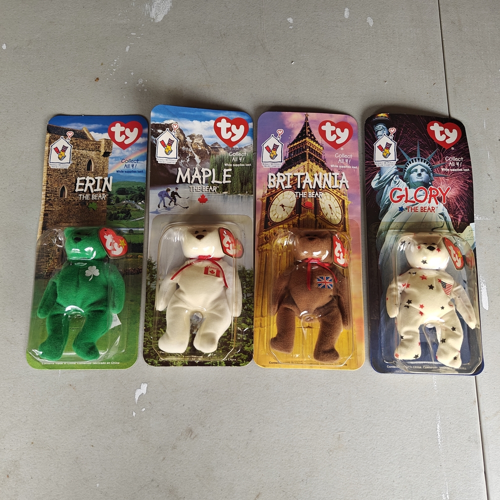 Ty Beanie Babies Erin, Maple, Britannia, Glory Sealed Collection
